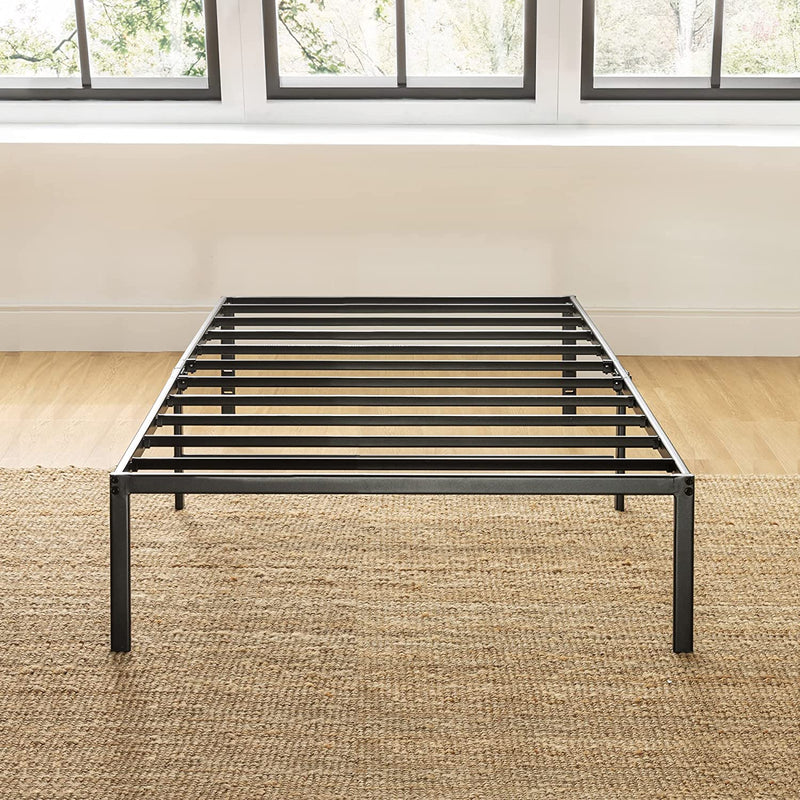 14-Inch Metal Platform Beds W/ Heavy Duty Steel Slat Mattress Foundation (No Box Spring Needed), Black