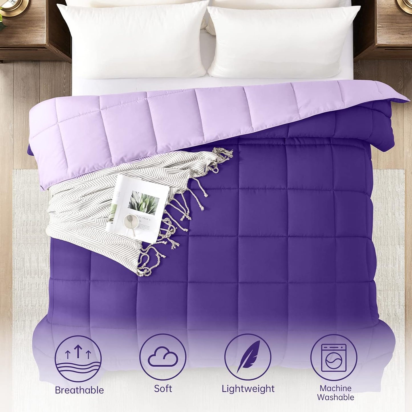 Cozy Up with Our Twin Purple Duvet Insert! Lightweight & Reversible Comfort for All Seasons 🌸💜