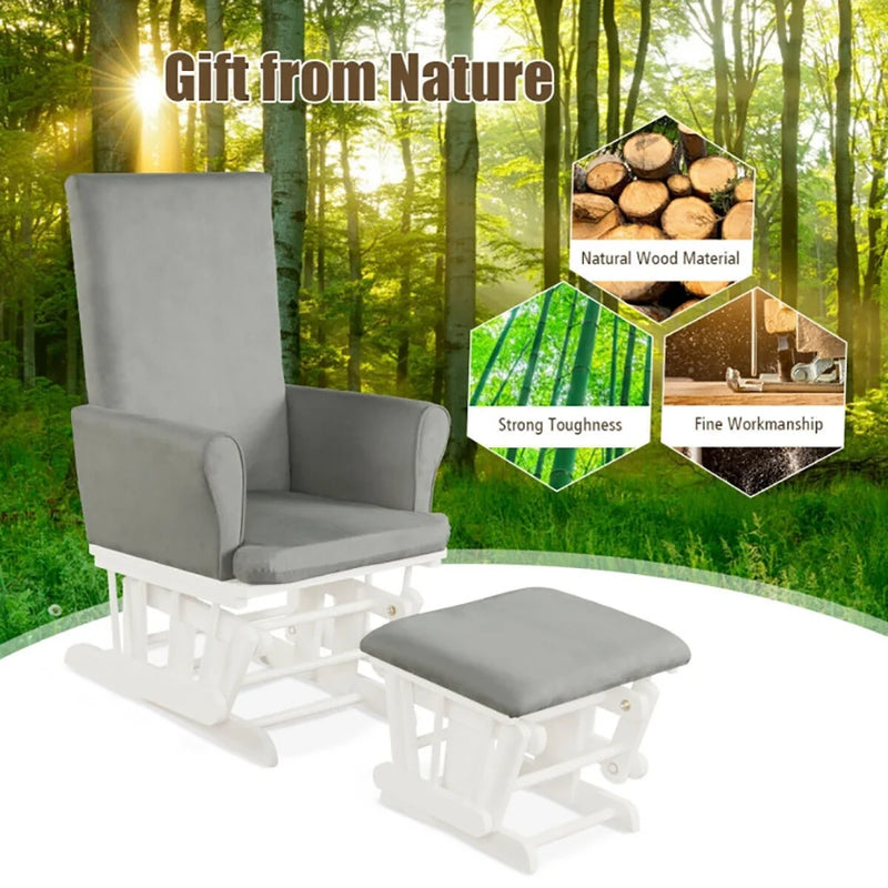 Recliner Chair, Reclining Chair,Lounge Chair,Baby Nursery Relax Rocker Rocking Chair Glider and Ottoman Cushion Set-Gray