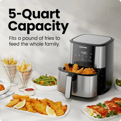Turbofry Digital Air Fryer - 5 Qt Stainless Steel with Advanced Controls