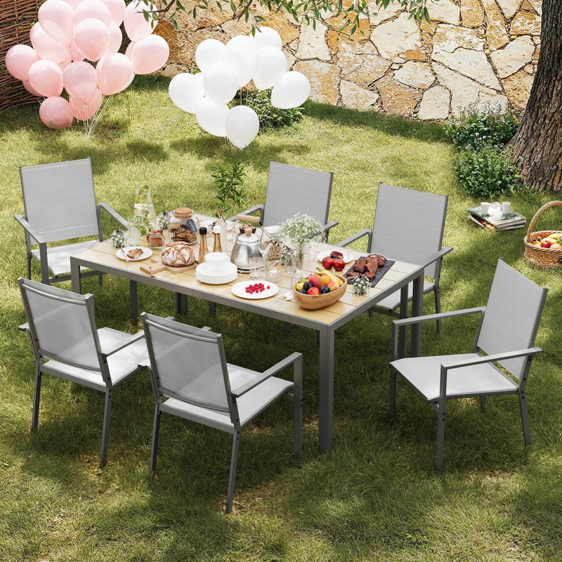 Transform Your Outdoor Space with the 7-Piece Gray Patio Dining Set - Includes 6 Stylish Textilene Chairs and a Durable Metal Table!