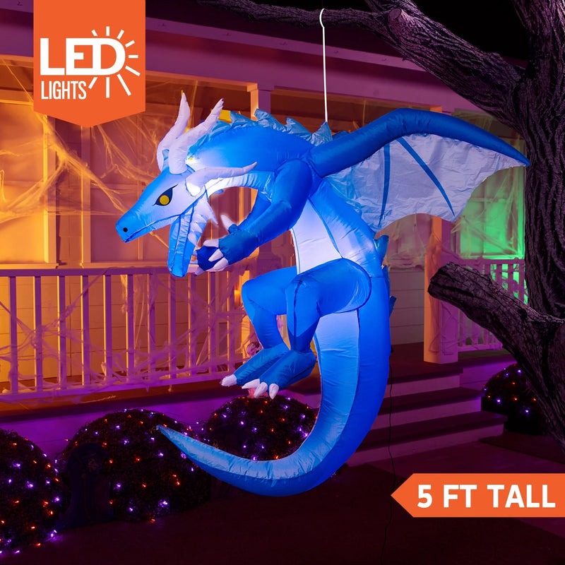 Soar into Halloween with our 5 FT Inflatable Ice Dragon! 🐉💙 Transform your yard with this epic blue flying dragon decoration! #HalloweenDecor #InflatableDragon