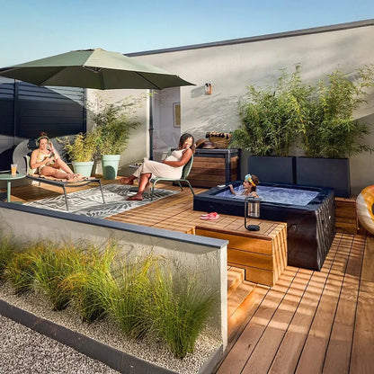 Garda 4-Person Eco Foam Outdoor Spa, Integrated Heater, Charcoal Black