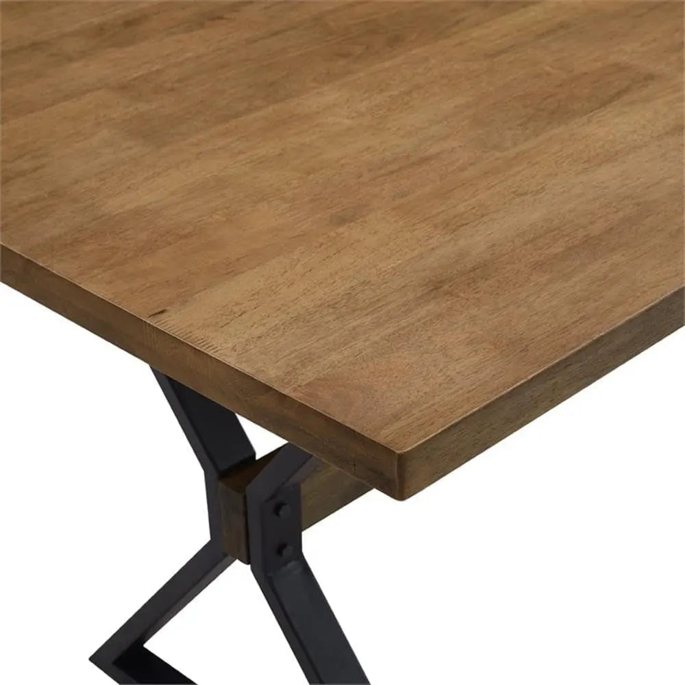 Harrold Modern Farmhouse Solid Wood X Leg Dining Table, 72 Inch, Rustic Oak