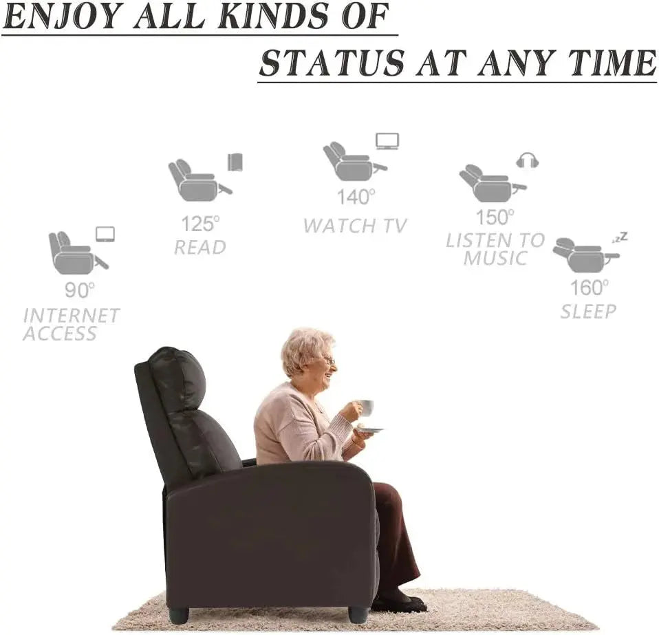 Wingback Sofa Reclining Chair with Massage Function,Brown