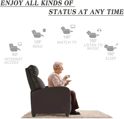 Wingback Sofa Reclining Chair with Massage Function,Brown