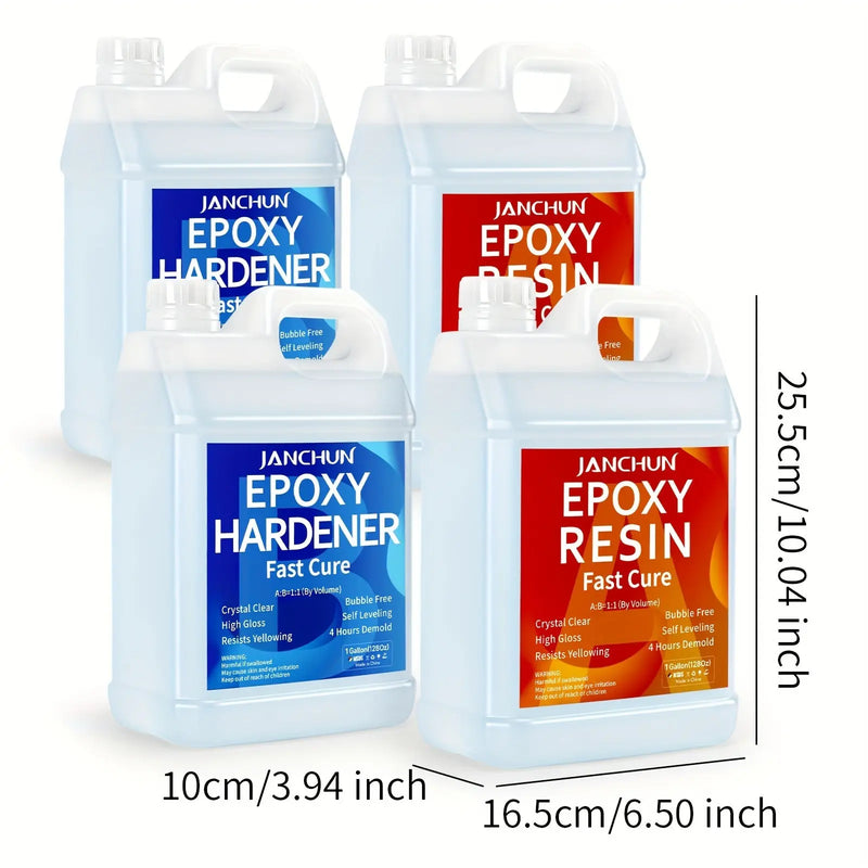 JANCHUN 4 Gallon Epoxy Resin- Crystal Clear Epoxy Resin Kit - No Yellowing No Bubble High Gloss Molding & Casting Resin For River Table Tops, Art Resin For Jewelry Making, DIY Art Craft, Tumblers, Molds, Art Painting, Fast Cu Our3Designs