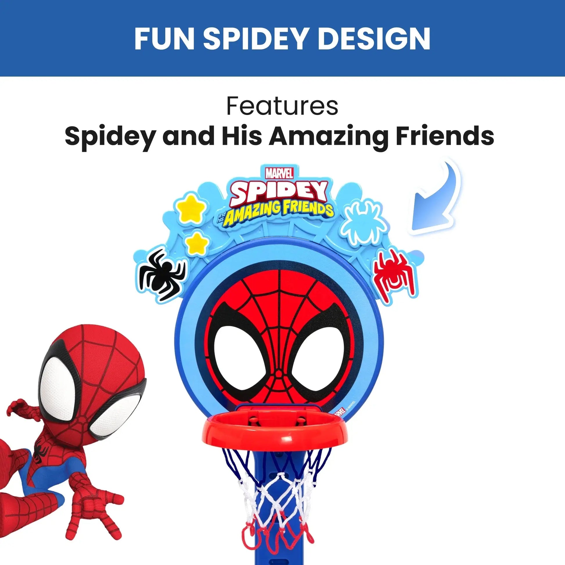 Spidey and His Amazing Friends Plastic Basketball Set by  – Includes Basketball Hoop, 1 Basketball and Ball Pump