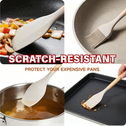 34pcs Silicone Kitchen Utensils Set with Wooden Handle