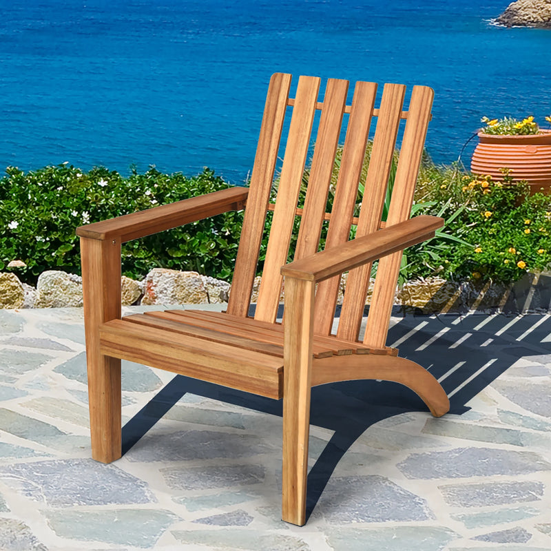 Patio Acacia Wood Adirondack Chair Lounge Armchair Sturdy Outdoor Garden Yard
