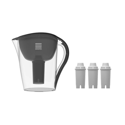 Ultra Premium Alkaline Water Pitcher 3.5L Capacity Includes 3 Filters Black