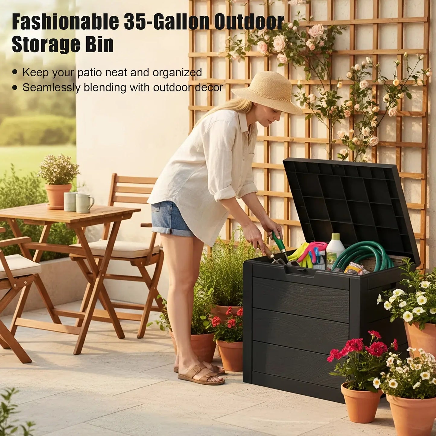 Outdoor Storage Box with a 35-Gallon Capacity