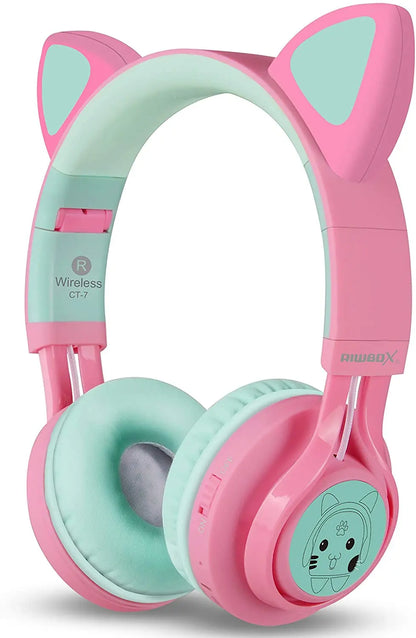 CT-7 Cat Ear Bluetooth Headphones: The Purr-fect Party Animal with LED Lights for Ultimate Fun!
