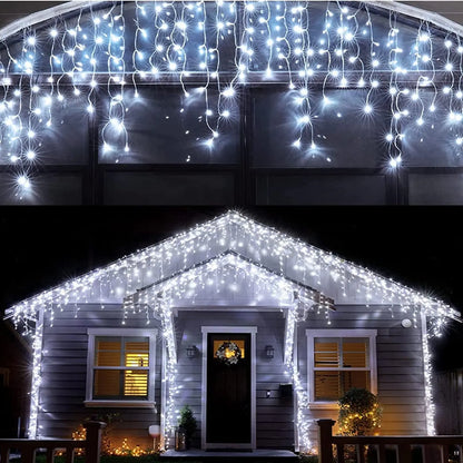 Illuminate Your Holidays with Our 400LED Cool White Outdoor Christmas Lights - Perfect for Every Celebration! 8 Enchanting Modes to Create the Ideal Ambiance!