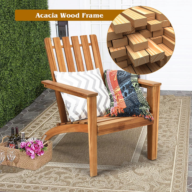 Patio Acacia Wood Adirondack Chair Lounge Armchair Sturdy Outdoor Garden Yard