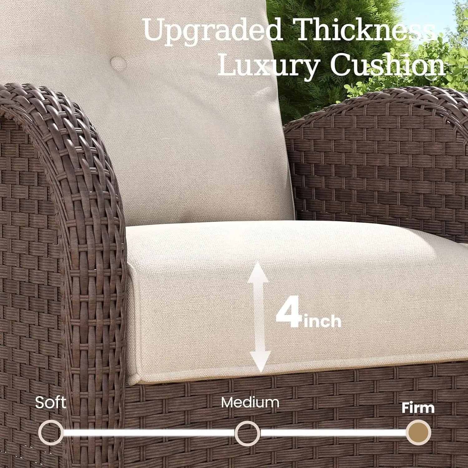 9 Pieces Wicker Patio Furniture Set, Luxury Outdoor Conversation Set with High Back Swivel Rocker Chairs