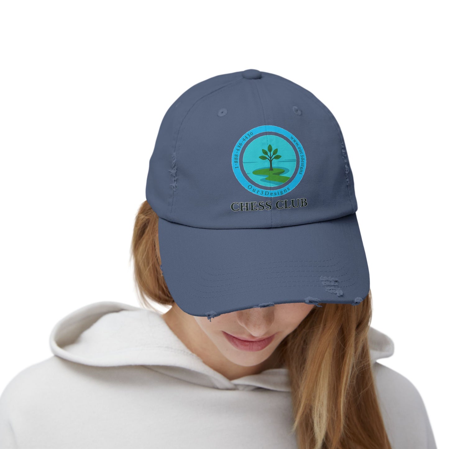 Unisex Distressed Cap - Chess Club Design
