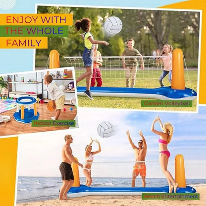 Pool Volleyball Net Basketball Hoop Inflatable Pool Floats Toys Swimming Water Games for Adults,Orange