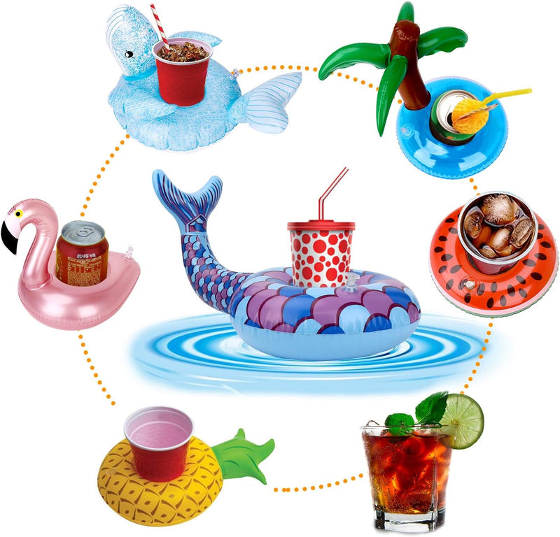 Inflatable Drink Holder 12 Pack,Pool Drink Holder Floats for Parties and Kids Water Fun Toys,Drink Floats for Pool
