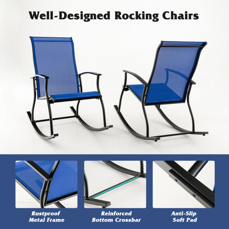 Cozy Up Your Outdoors: 2-Piece Rocking Chair Set with Breathable Backrest! 🌿🪑✨