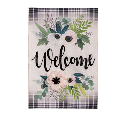 Beautiful Floral Welcome Burlap Garden Flag EG Collective