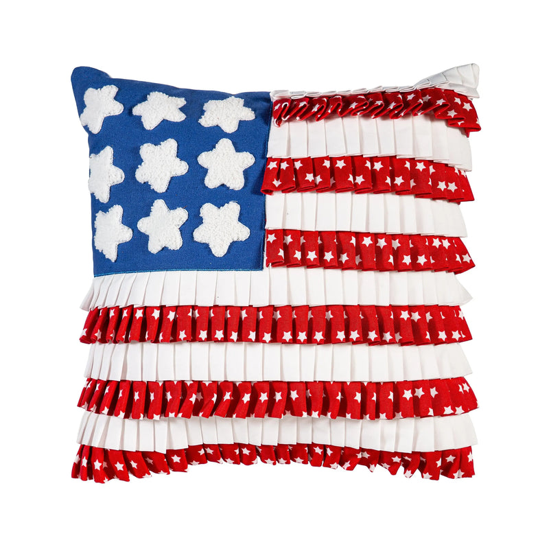 American Flag Pleated Square Pillow, 16" EG Collective