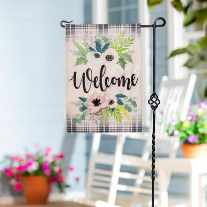 Beautiful Floral Welcome Burlap Garden Flag EG Collective