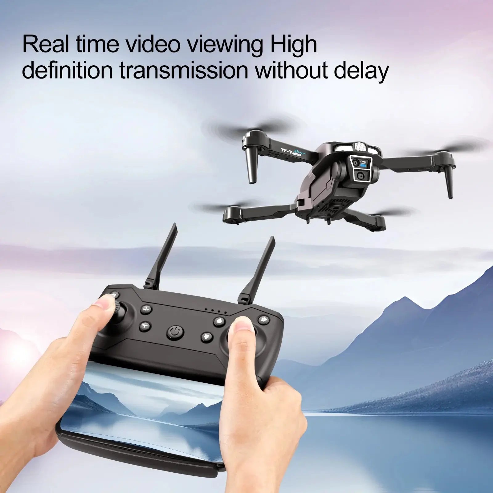 RC Drone with 4K Three Camera for Kids Adults, RC Quadcopter with LED, Path Planning, 2 Batteries, Carrying Case, Blue
