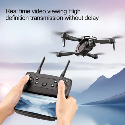 RC Drone with 4K Three Camera for Kids Adults, RC Quadcopter with LED, Path Planning, 2 Batteries, Carrying Case, Blue