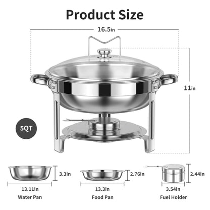 Elevate Your Events with Our 2-Pack 5QT Stainless Steel Chafing Dish Set - Perfect for Buffets, Weddings, and More! 🍽️✨