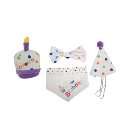 4-Piece Dog Birthday Kit – Celebrate in Style with Bandana, Hat, Bow Tie & Plush Toy American Pet Supplies