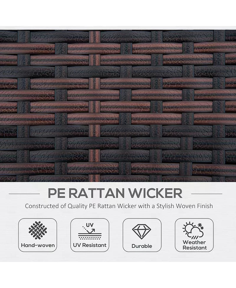 Rat Daybed Patio Furniture Set W/ Adjustable Canopy,