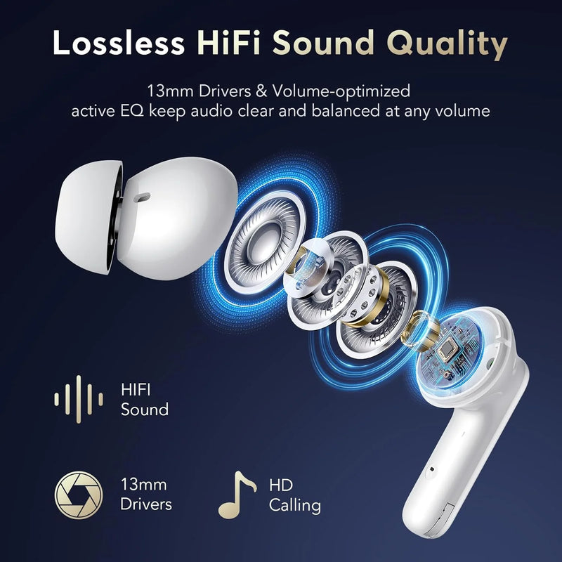 Wireless Earbuds Bluetooth 5.1 Headphones TWS Stereo In-Ear Earphones with IP7 Waterproof Built-In Mic Headset for Sport, 35Hours Playing Time, Charging Case & 3 Ear Tips