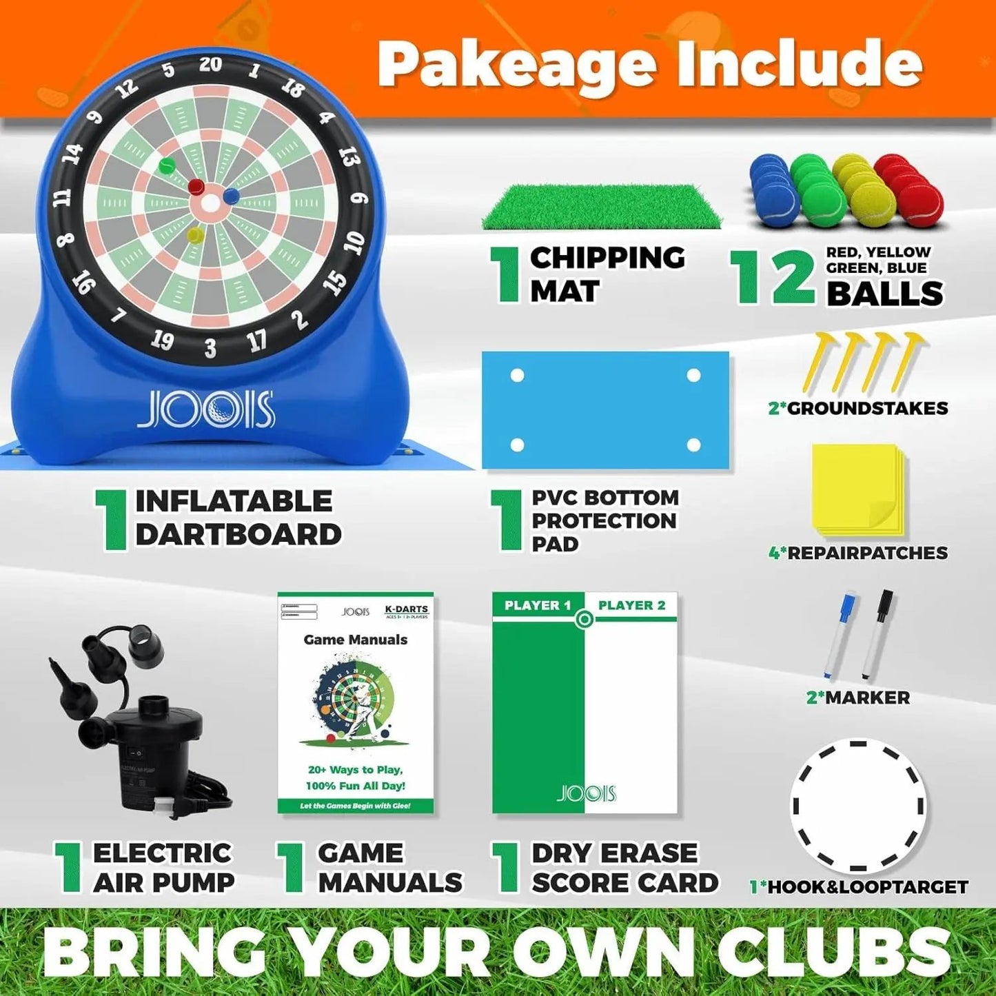 Get Ready for Fun! 🎉🏌️‍♂️ 6.5Ft Inflatable Golf Dart Board - 20+ Games Included! Perfect for Family Parties & Backyard Fun! 🏡🎯