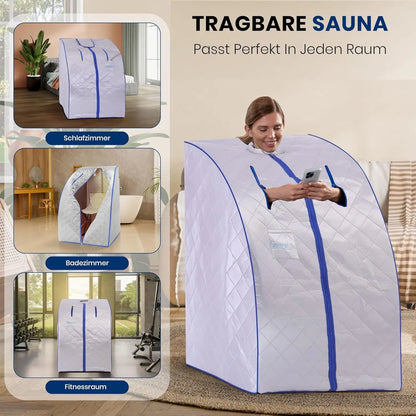 Portable Sauna Box for Home, Infrared Sauna Tent with Heated Foot Pad and Folding Chair, Remote Control In-Home Spa, 38" X 32” - (Silver)
