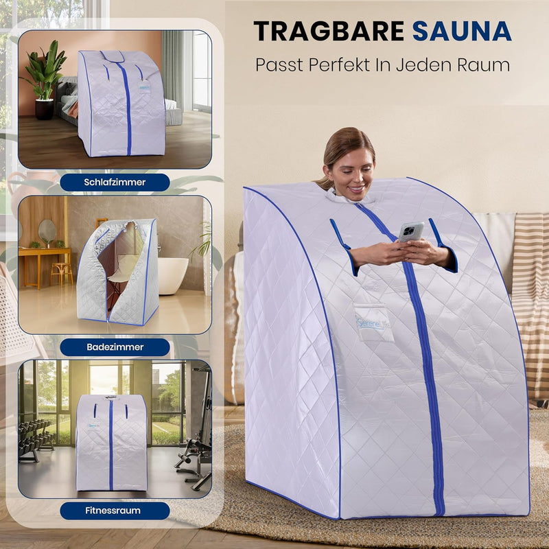 Portable Sauna Box for Home, Infrared Sauna Tent with Heated Foot Pad and Folding Chair, Remote Control In-Home Spa, 38" X 32” - (Silver)