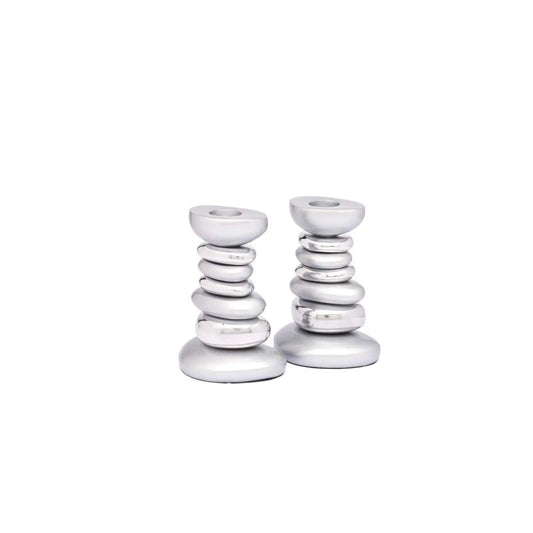 Yaie Emanuel Zen Stone Tower Candlestick Holders for Shabbat and Yom Tov