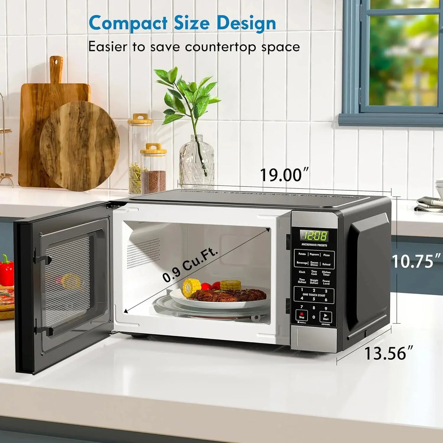 Effortless Cooking Awaits with the Sleek Stainless Steel Countertop Microwave Oven - 0.9 cu ft, 900 Watts of Power