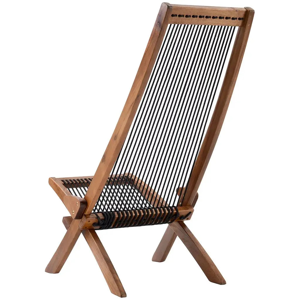 Chair Foldable Leisure Chair Wooden Slanted Back Accent Chair Simple Indoor Outdoor Furniture