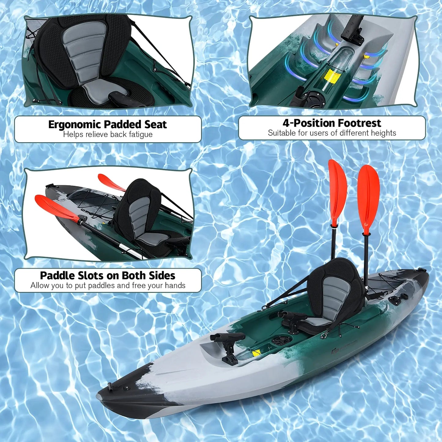 Experience Ultimate Adventure with the Single Sit-On-Top Fishing Kayak Featuring Rod Holders & Paddle!