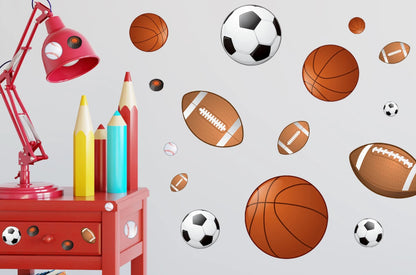 Sports Wall Decals Wall Stickers Soccer Baseball Football Hockey Basketball (28) Decals1"-14"