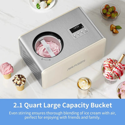 Chill Out with Our 2.1 Qt Electric Ice Cream Maker! 🍦 No Pre-Freezing Needed - Perfect for Gelato, Frozen Yogurt & Sorbet! 🥳✨
