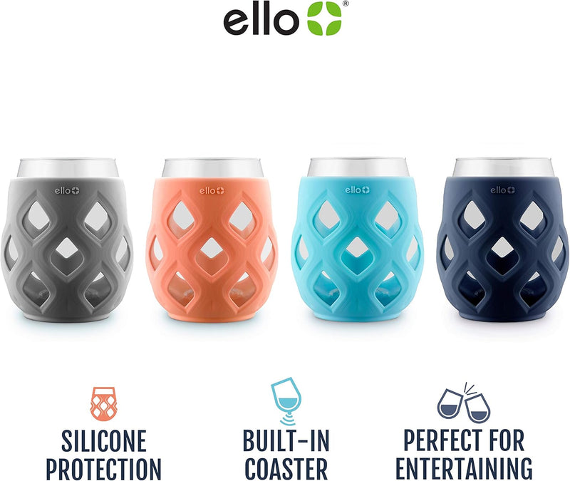 Cru 17oz Stemless Wine Glass Set with Colorful Silicone Sleeves - Perfect for Summer Parties and Outdoor Fun!