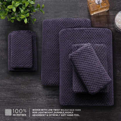 4 Pack Towel Set Oversized Bath Sheet Towels 600 GSM Ultra Soft Dark Purple Bath Towels