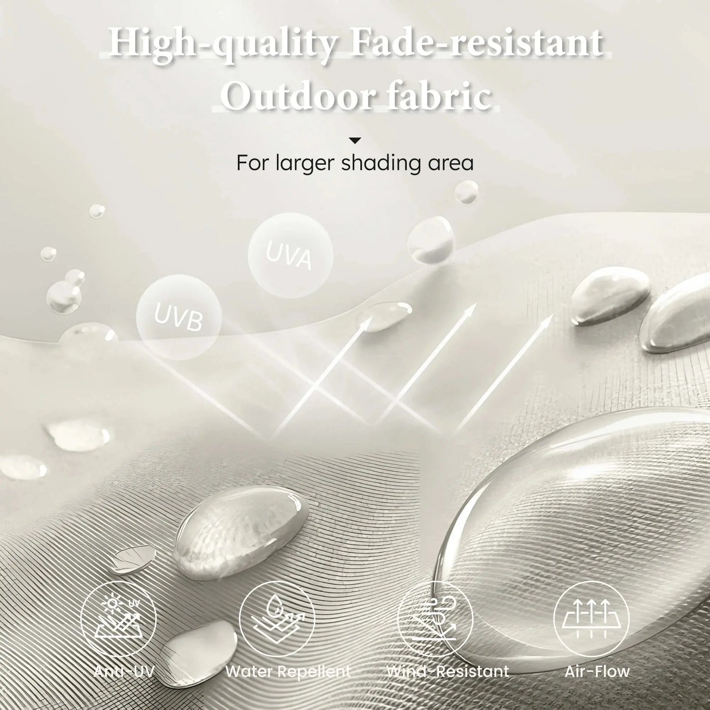 15Ft Double-Sided Solar Patio Umbrella with Base (Included) Large Outdoor Umbrella with Solar Lights - Ivory