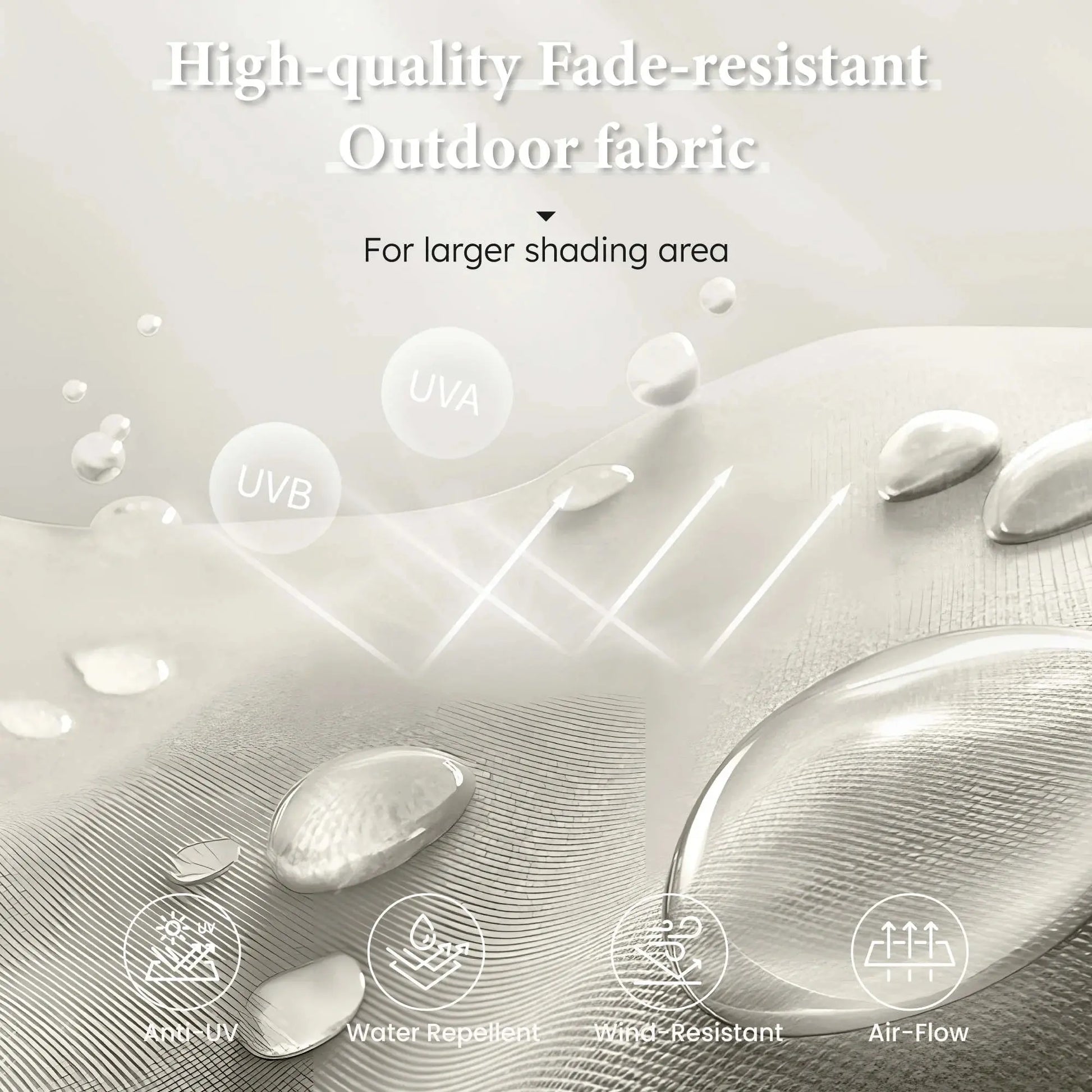 15Ft Double-Sided Solar Patio Umbrella with Base (Included) Large Outdoor Umbrella with Solar Lights - Ivory