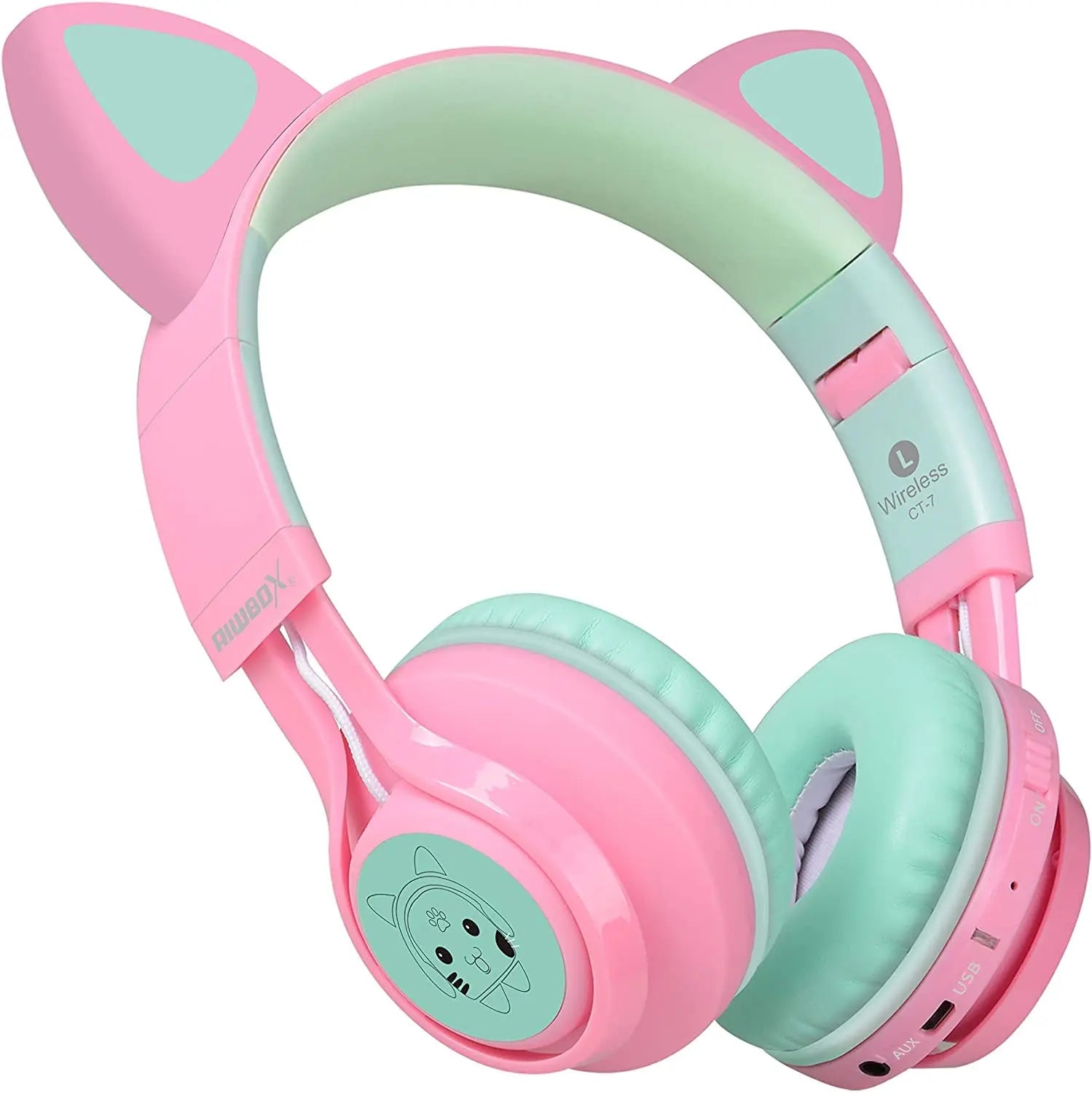 CT-7 Cat Ear Bluetooth Headphones: The Purr-fect Party Animal with LED Lights for Ultimate Fun!