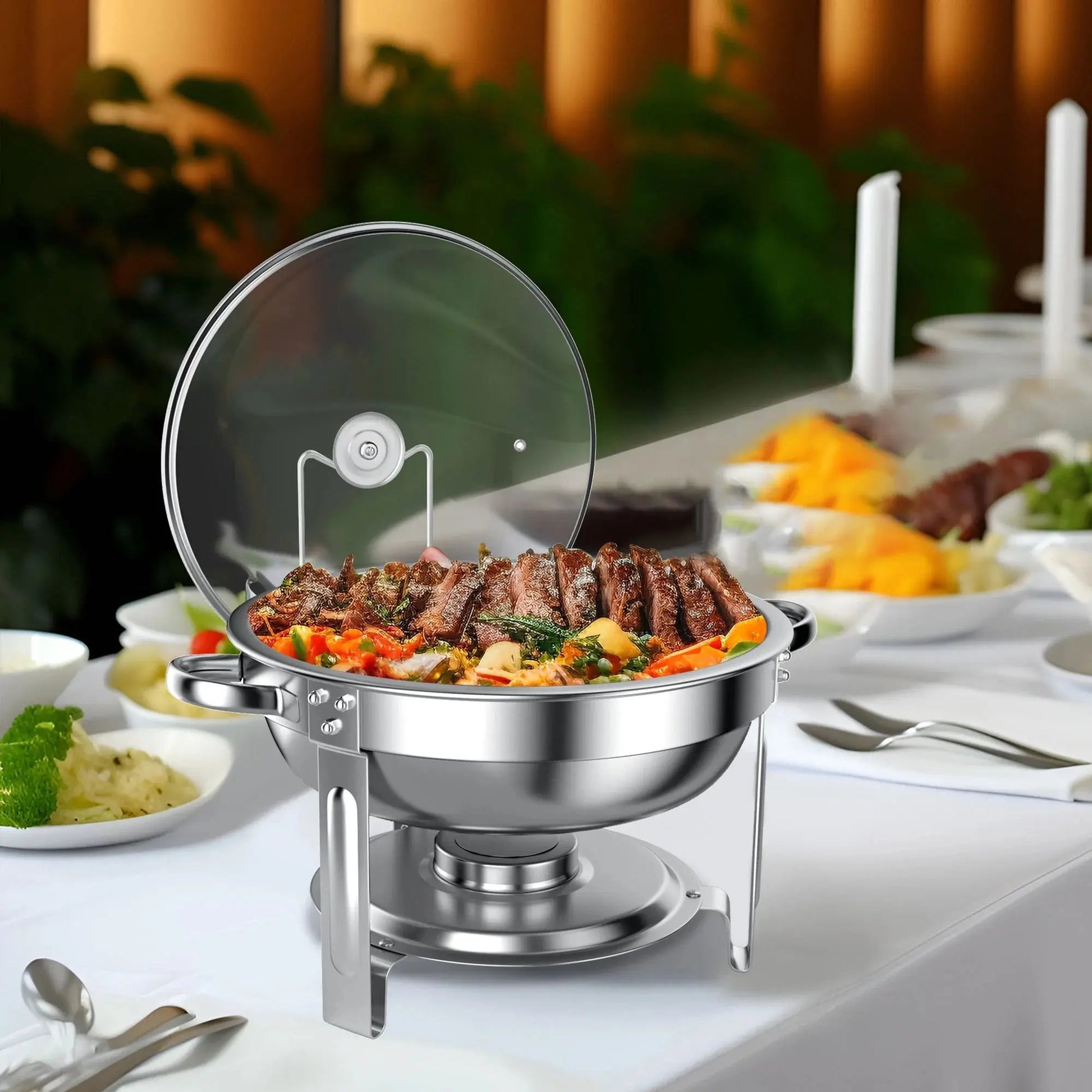 Elevate Your Events with Our 2-Pack 5QT Stainless Steel Chafing Dish Set - Perfect for Buffets, Weddings, and More! 🍽️✨
