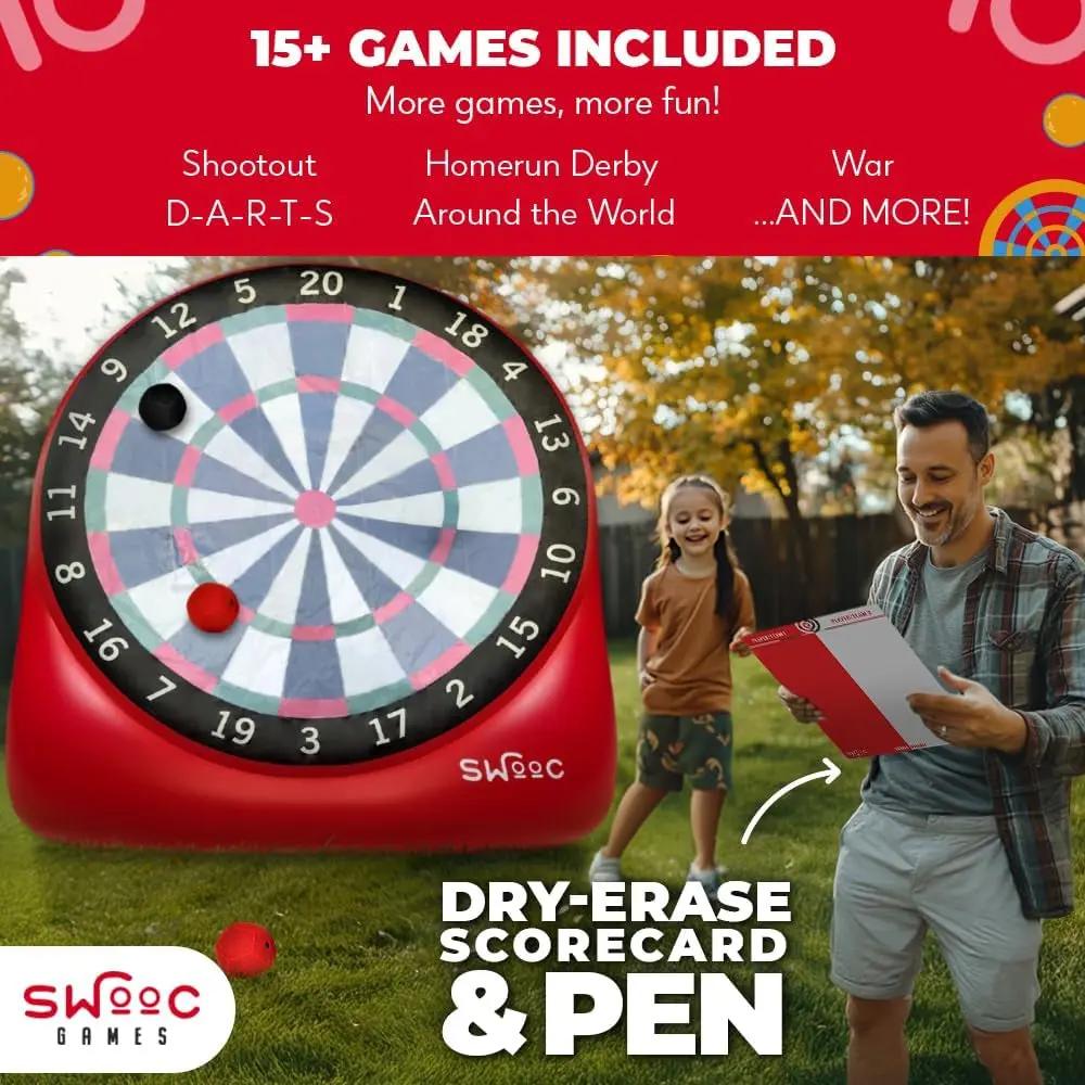 Games - XL Giant Kick Darts (Over 8Ft Tall) with 15+ Games Included - Jumbo Soccer Darts W/Air Pump - Big Inflatable Games - Carnival Games - Giant Outdoor Games & Activities - Giant Yard Games