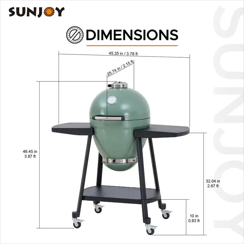 Charcoal Grill 20-Inch Kamado Grill Outdoor Egg Grill with Pizza Stone, Ultimate BBQ Grill and Smoke
